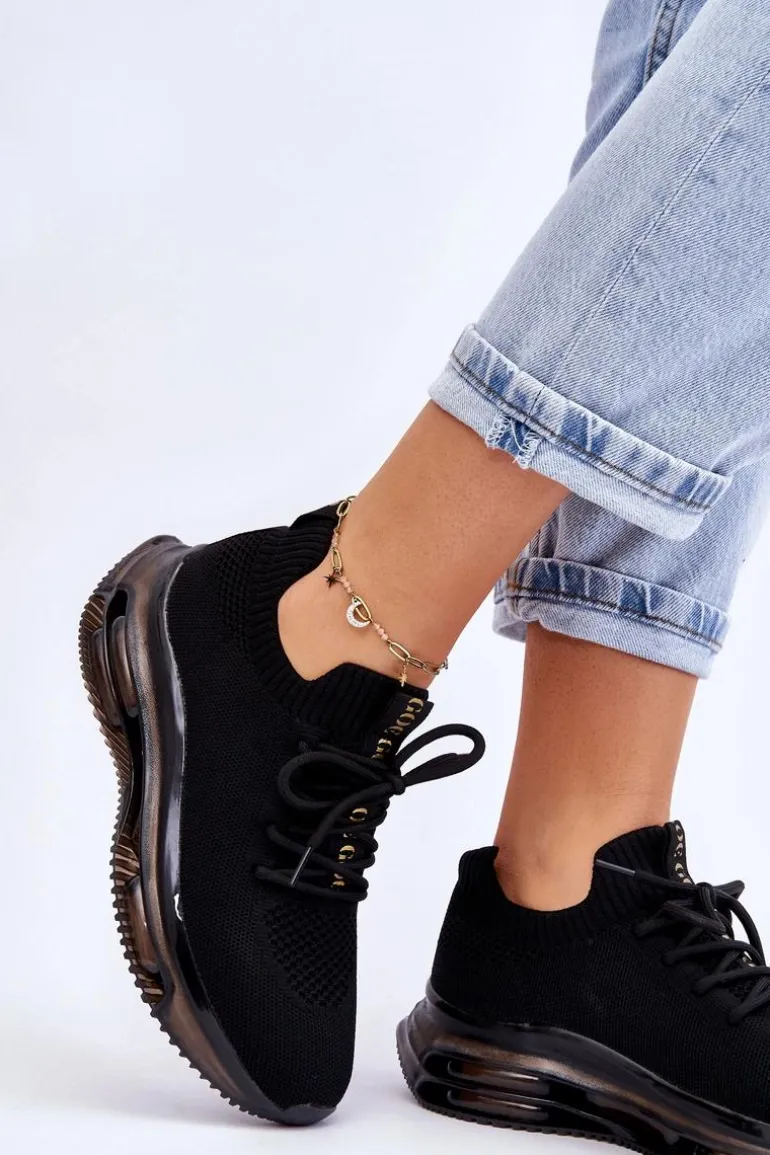 Damskie Wsuwane Skarpetkowe Buty GOE JJ2N4080 Czarne