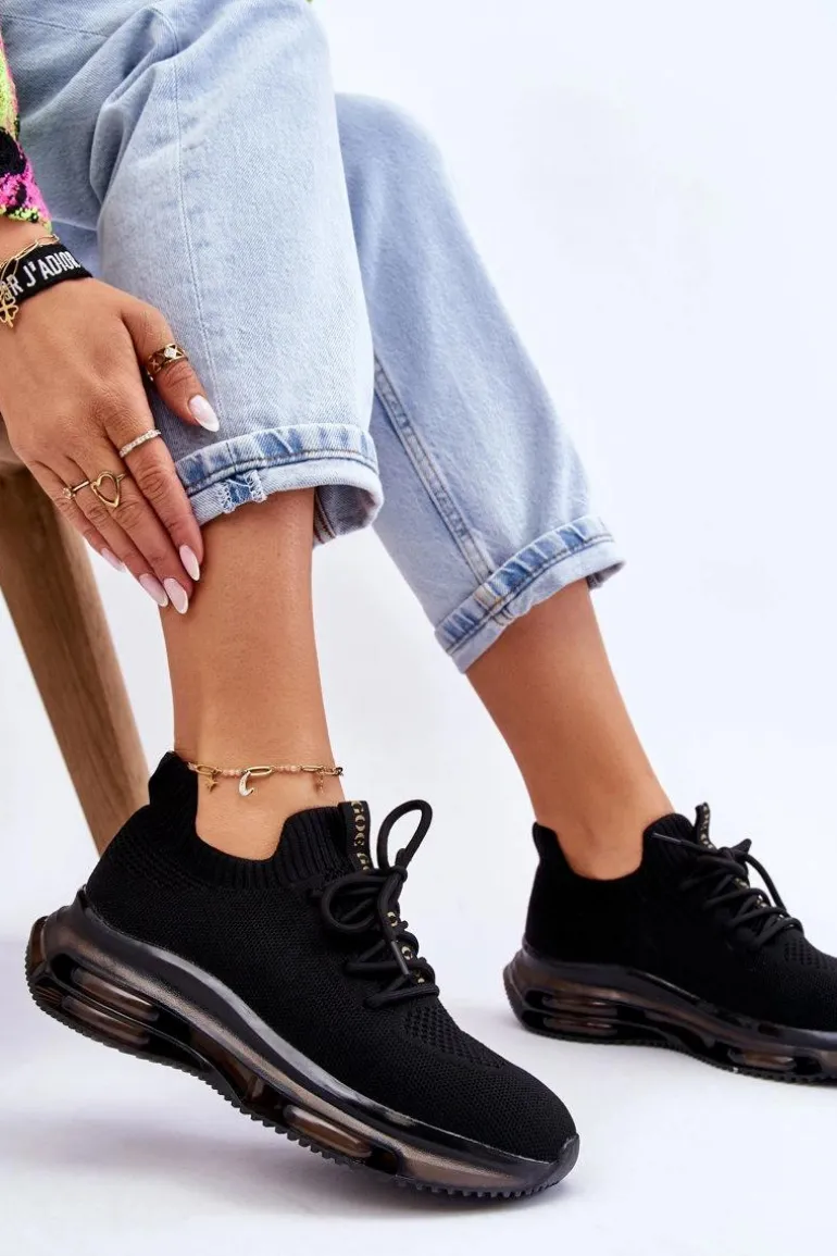 Damskie Wsuwane Skarpetkowe Buty GOE JJ2N4080 Czarne