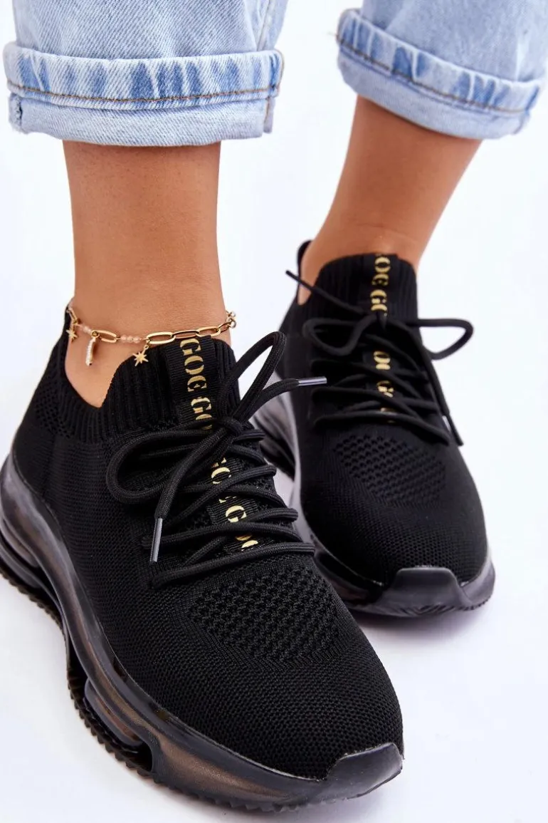 Damskie Wsuwane Skarpetkowe Buty GOE JJ2N4080 Czarne