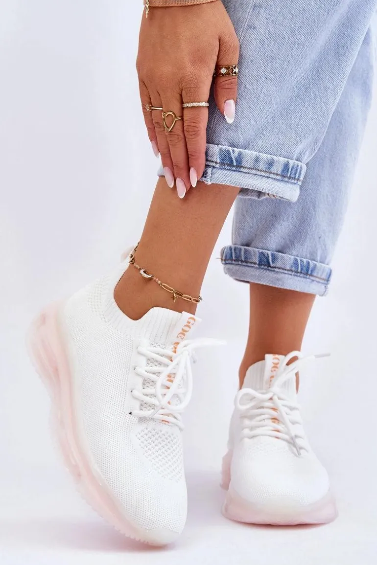 Damskie Wsuwane Skarpetkowe Buty GOE JJ2N4079 Białe