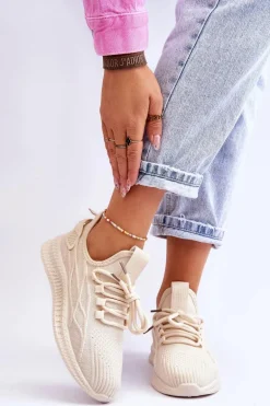 Damskie Wsuwane Sneakersy Big Star LL274714 Beżowe