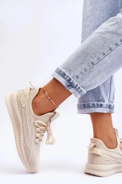 Damskie Wsuwane Sneakersy Big Star LL274714 Beżowe