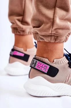 Damskie Wsuwane Sportowe Buty Sneakersy Beżowe Klayra