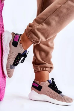 Damskie Wsuwane Sportowe Buty Sneakersy Beżowe Klayra