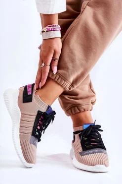 Damskie Wsuwane Sportowe Buty Sneakersy Beżowe Klayra