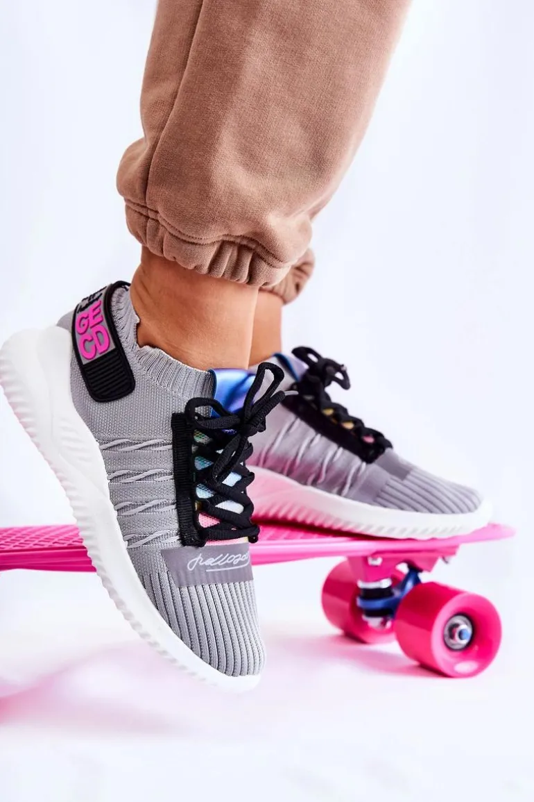 Damskie Wsuwane Sportowe Buty Sneakersy Szare Klayra