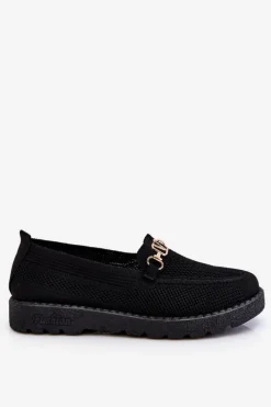 Damskie Wsuwane Tenisówki Slip-On Z Ozdobą Czarne Alena