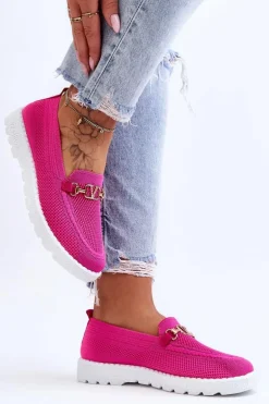 Damskie Wsuwane Tenisówki Slip-On Z Ozdobą Fuksja Alena
