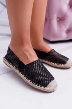 Damskie Wsuwane Złote Espadryle Cekiny Ques