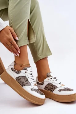 Damskie Wygodne Buty Sportowe GOE LL2N4052 Biało-Beżowe