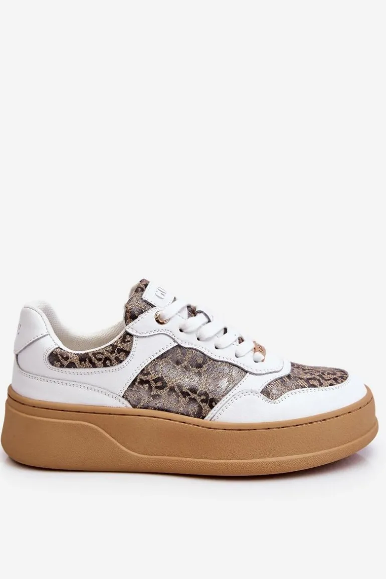 Damskie Wygodne Buty Sportowe GOE LL2N4052 Biało-Beżowe