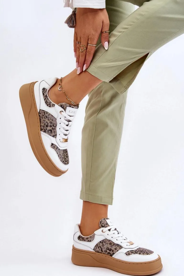 Damskie Wygodne Buty Sportowe GOE LL2N4052 Biało-Beżowe