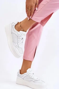 Damskie Wygodne Buty Sportowe GOE LL2N4054 Biało-Beżowe