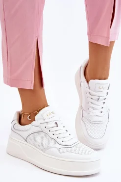 Damskie Wygodne Buty Sportowe GOE LL2N4054 Biało-Beżowe