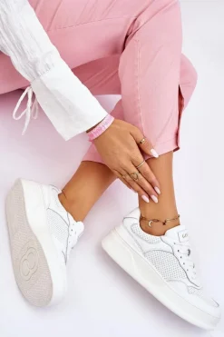 Damskie Wygodne Buty Sportowe GOE LL2N4054 Biało-Beżowe