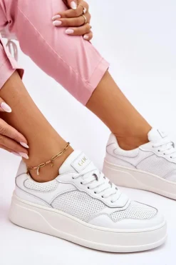 Damskie Wygodne Buty Sportowe GOE LL2N4054 Biało-Beżowe