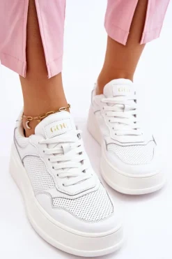 Damskie Wygodne Buty Sportowe GOE LL2N4054 Biało-Beżowe