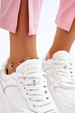 Damskie Wygodne Buty Sportowe GOE LL2N4054 Biało-Beżowe