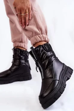 Damskie Wygodne Śniegowce Czarne Elodia