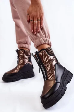 Damskie Wygodne Śniegowce Brązowo-Czarne Elodia