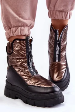 Damskie Wygodne Śniegowce Brązowo-Czarne Elodia