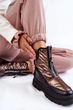 Damskie Wygodne Śniegowce Brązowo-Czarne Elodia