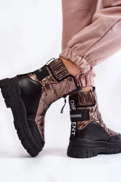 Damskie Wygodne Śniegowce Brązowo-Czarne Elodia