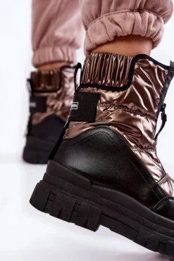 Damskie Wygodne Śniegowce Brązowo-Czarne Elodia