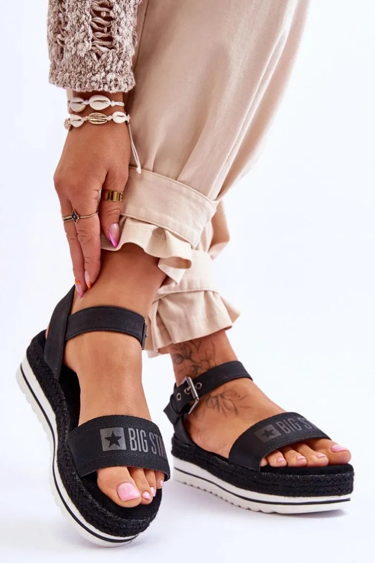 Damskie Wygodne Sandały Na Platformie Big Star LL274870 Czarne