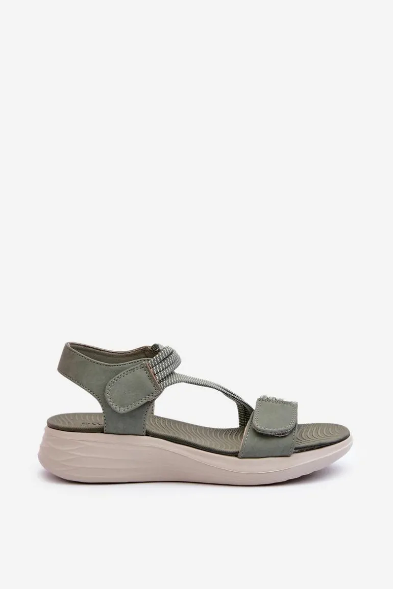 Damskie Wygodne Sandały Na Rzep Zielone Eladora