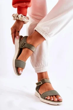 Damskie Wygodne Sandały Na Rzep Zielone Sidney