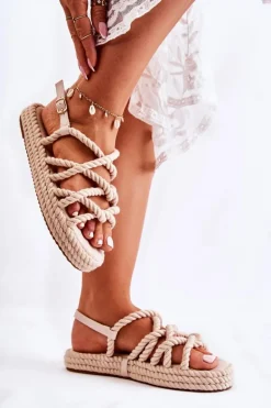 Damskie Wygodne Sandały Plecione Beżowe Maurice