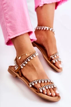 Damskie Wygodne Sandały Z Ozdobami Brązowe Nell