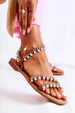 Damskie Wygodne Sandały Z Ozdobami Brązowe Nell