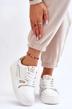 Damskie Wygodne Skórzane Sneakersy Białe Bowen