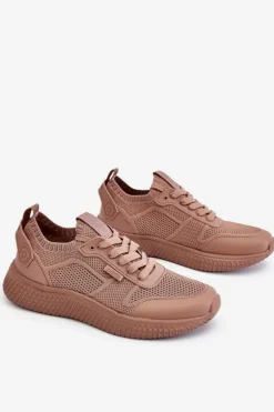 Damskie Wygodne Sneakersy Memory Foam System Big Star LL274416 Jasnobrązowe