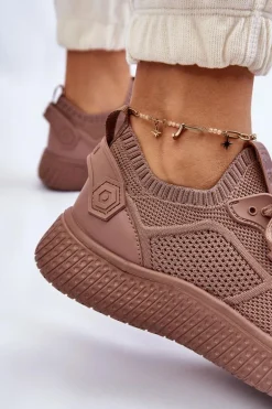 Damskie Wygodne Sneakersy Memory Foam System Big Star LL274416 Jasnobrązowe