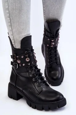 Damskie Wysokie Botki Na Suwak Czarne Kastella