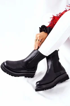 Damskie Wysokie Botki Sztyblety Czarne Belive