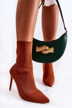 Damskie Wysokie Botki Ze Skarpetą Na Szpilce Camel Luisell
