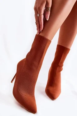 Damskie Wysokie Botki Ze Skarpetą Na Szpilce Camel Luisell