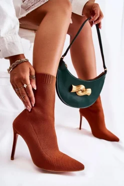 Damskie Wysokie Botki Ze Skarpetą Na Szpilce Camel Luisell