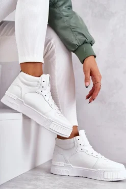 Damskie Wysokie Buty Sportowe Białe Trisa