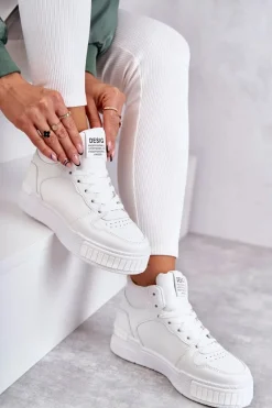 Damskie Wysokie Buty Sportowe Białe Trisa