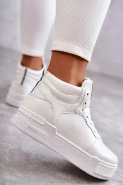 Damskie Wysokie Buty Sportowe Białe Trisa