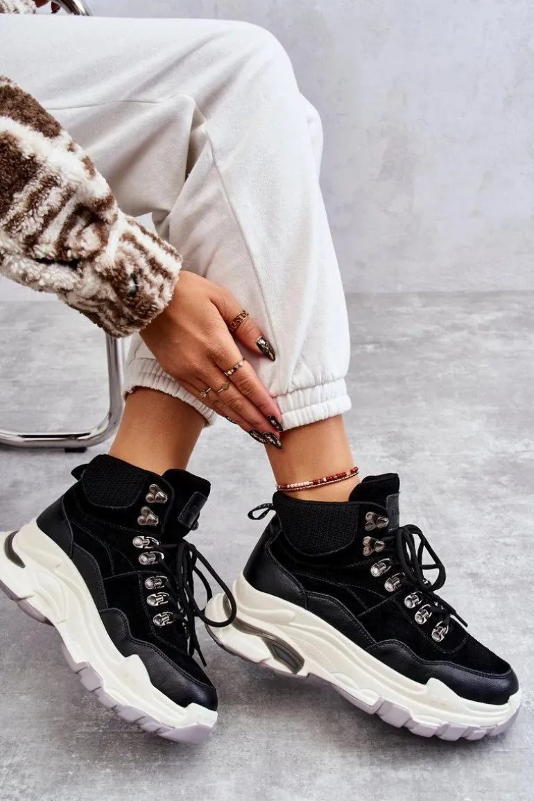Damskie Wysokie Buty Sportowe GOE KK2N4098 Czarne