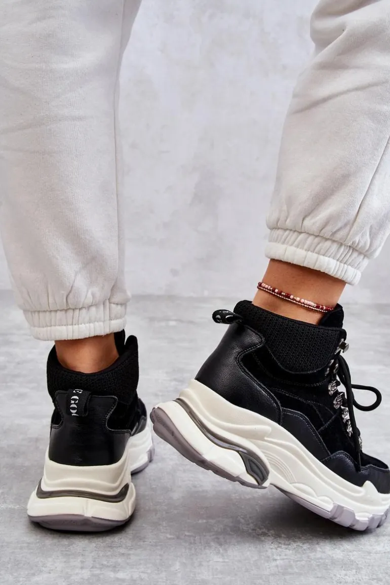 Damskie Wysokie Buty Sportowe GOE KK2N4098 Czarne