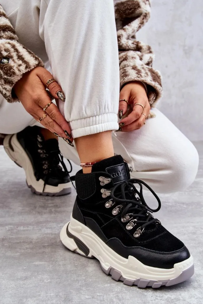 Damskie Wysokie Buty Sportowe GOE KK2N4098 Czarne