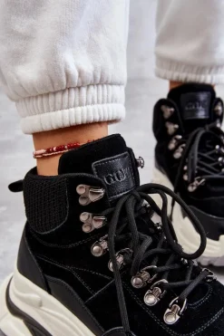 Damskie Wysokie Buty Sportowe GOE KK2N4098 Czarne