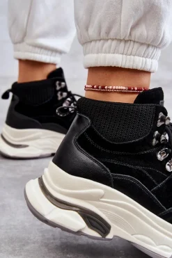 Damskie Wysokie Buty Sportowe GOE KK2N4098 Czarne